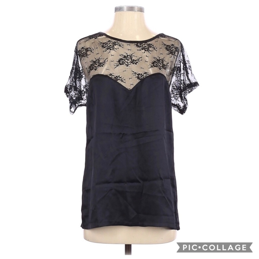 MYNE by Ashley Ann 100% Silk Sweetheart Lace Top